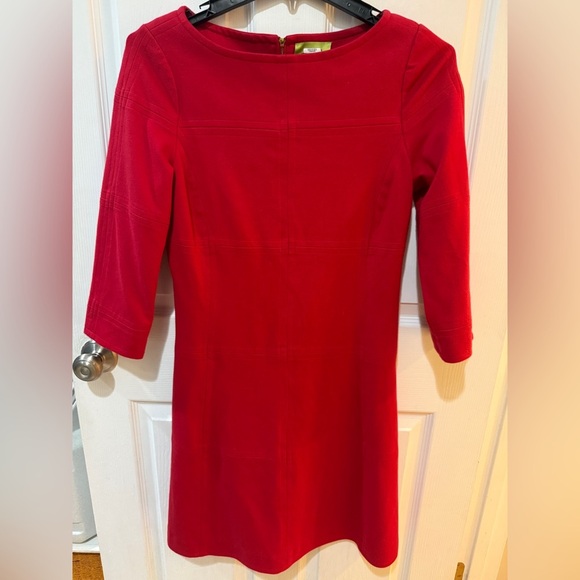 Elizabeth McKay Red Sheath Dress Bateau Neckline zip up back❤️ - Picture 1 of 6